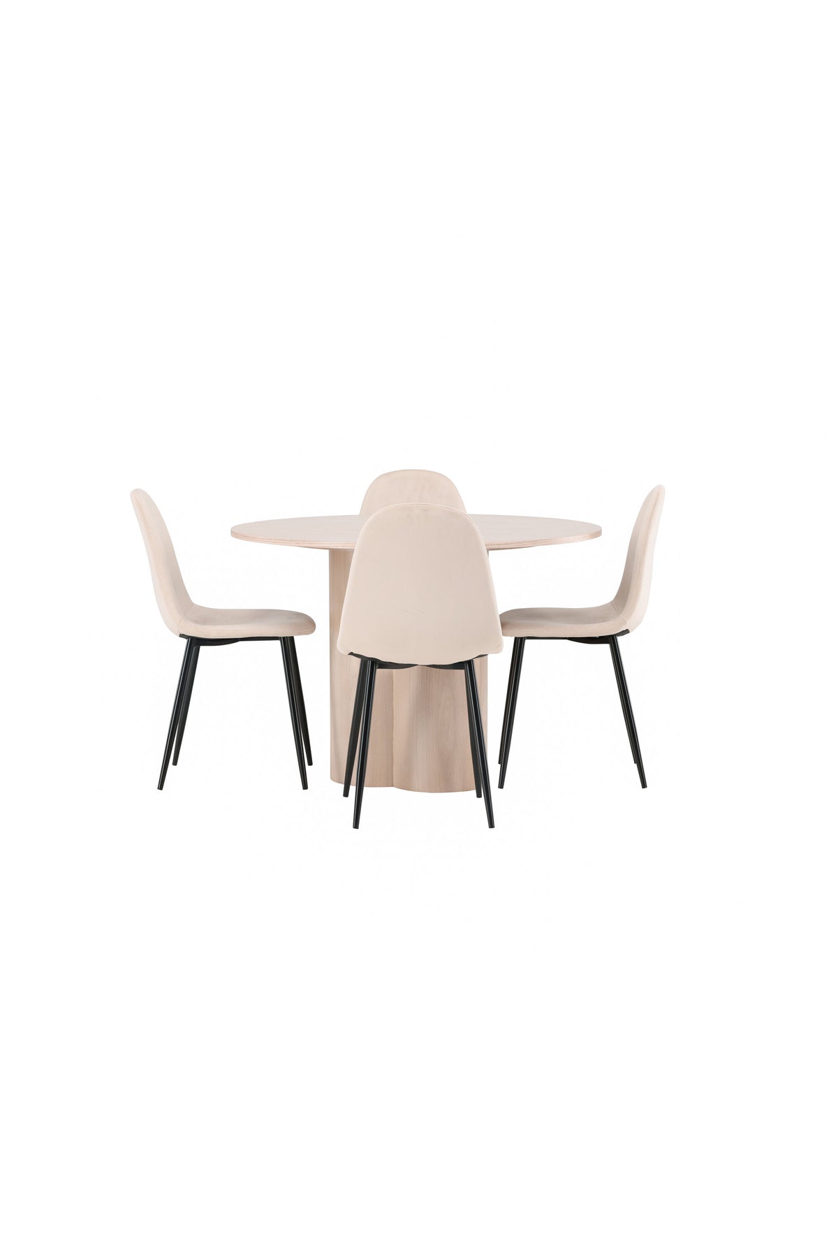 Olivia Matbord med Polar Stolarna – Bord: ⌀110 Stol: 53,3x88x42,5