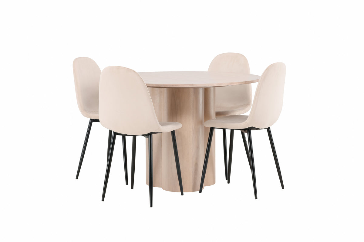 Olivia Matbord med Polar Stolarna – Bord: ⌀110 Stol: 53,3x88x42,5
