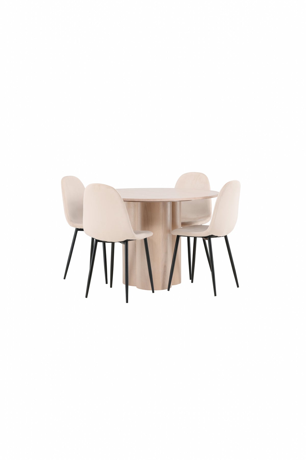 Olivia Matbord med Polar Stolarna – Bord: ⌀110 Stol: 53,3x88x42,5