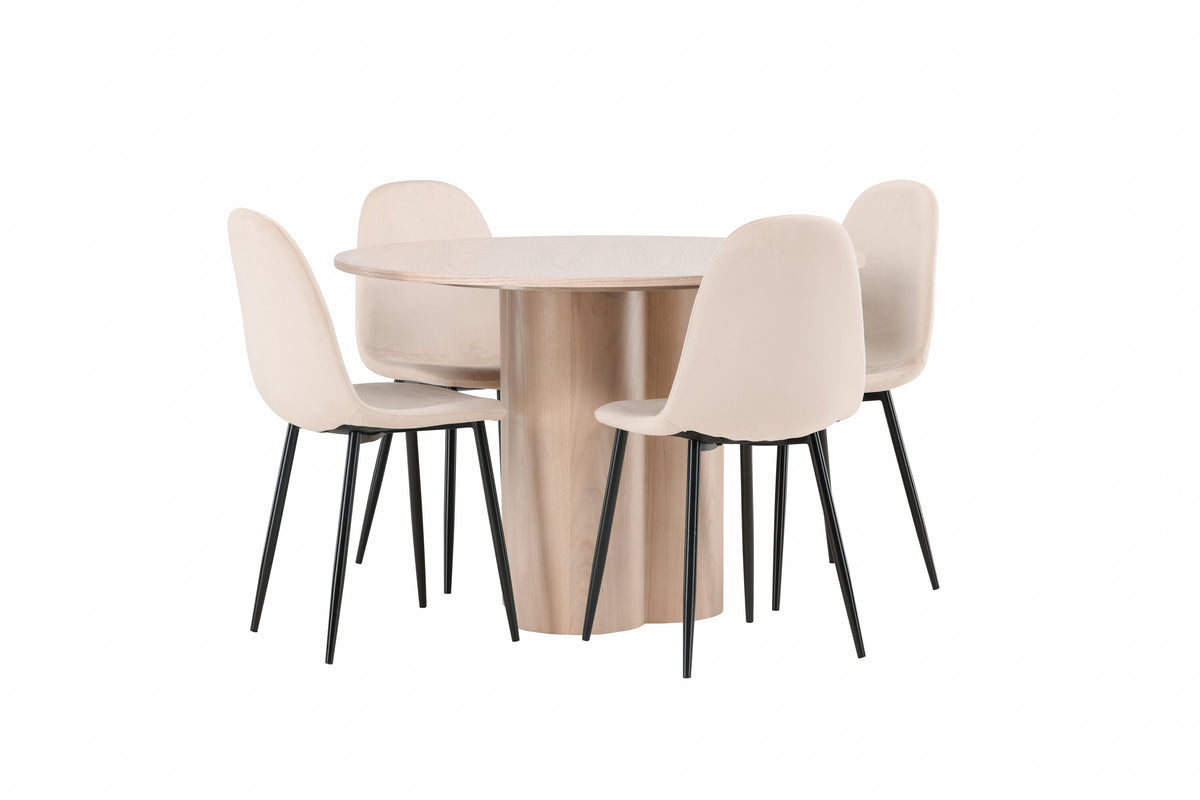 Olivia Matbord med Polar Stolarna – Bord: ⌀110 Stol: 53,3x88x42,5