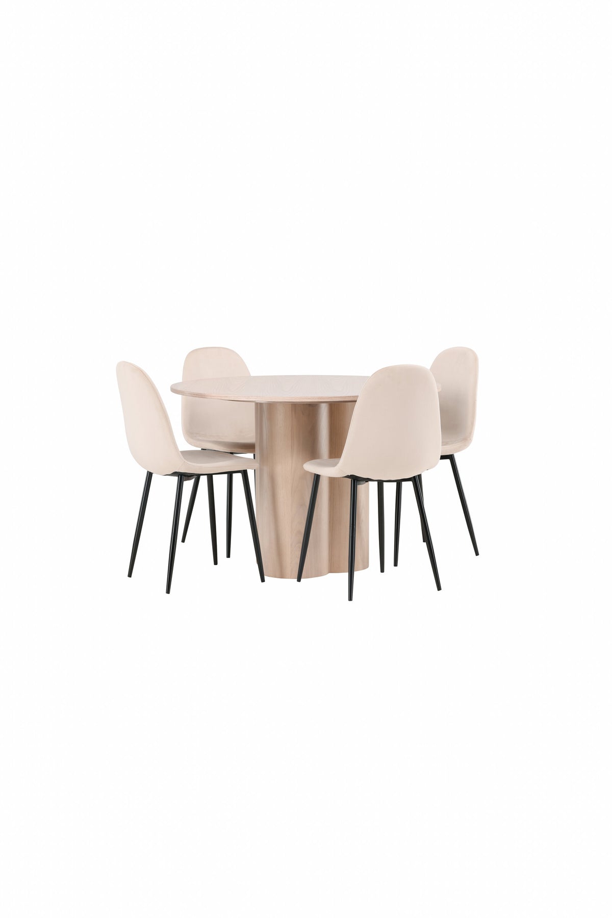 Olivia Matbord med Polar Stolarna – Bord: ⌀110 Stol: 53,3x88x42,5