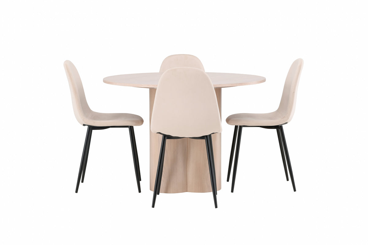 Olivia Matbord med Polar Stolarna – Bord: ⌀110 Stol: 53,3x88x42,5