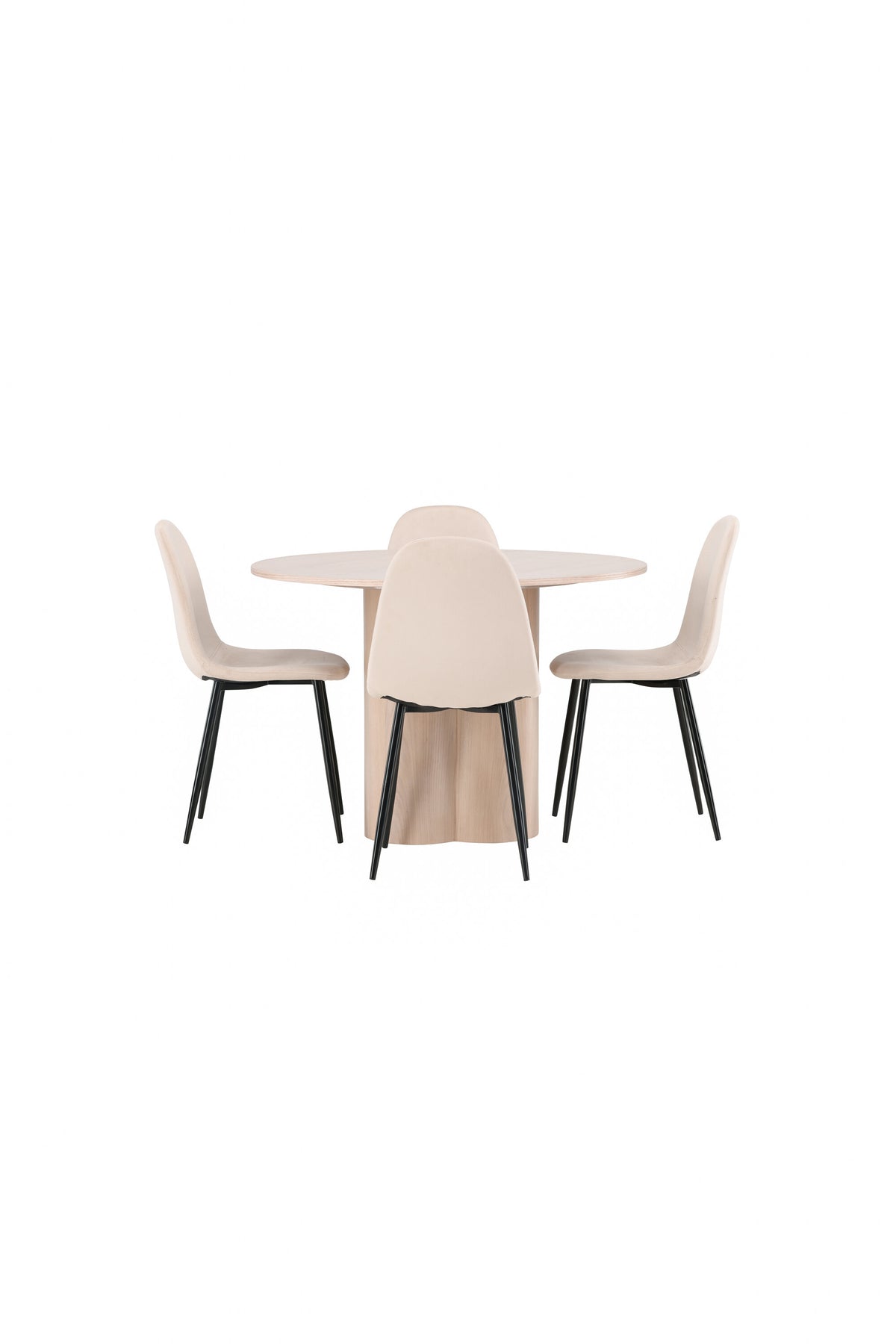 Olivia Matbord med Polar Stolarna – Bord: ⌀110 Stol: 53,3x88x42,5
