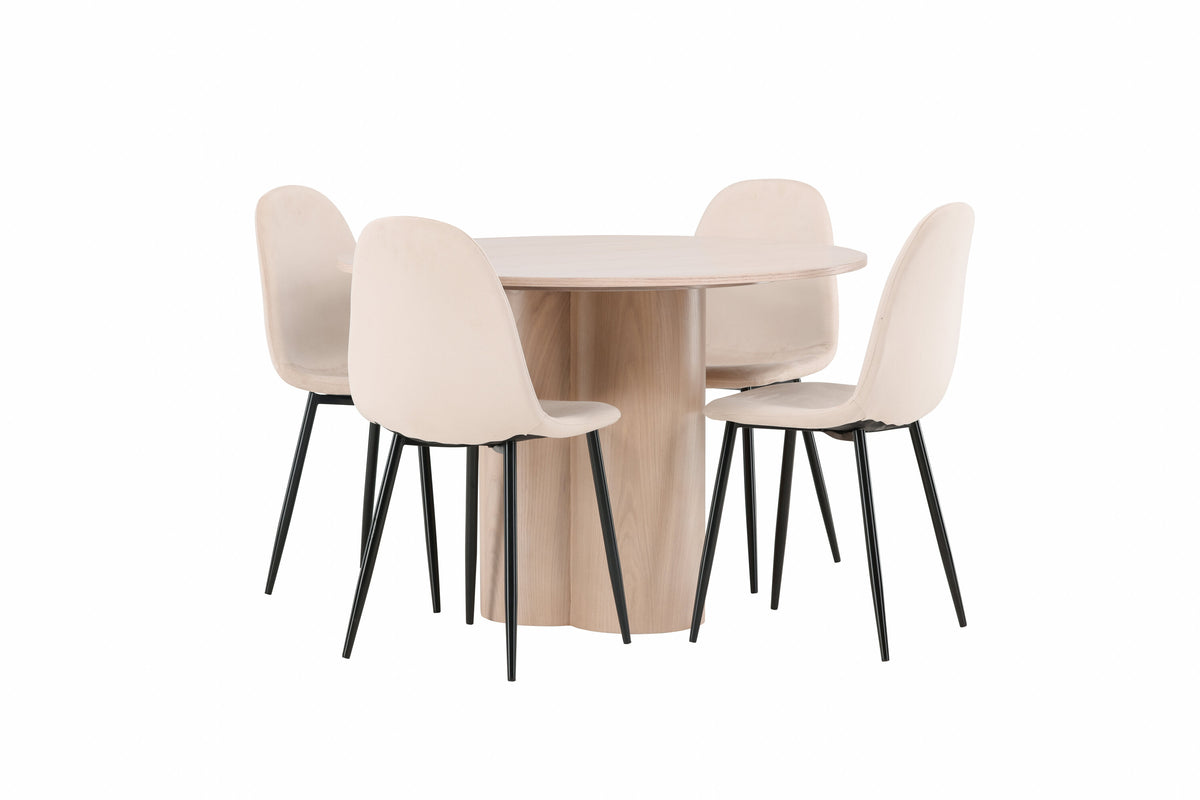 Olivia Matbord med Polar Stolarna – Bord: ⌀110 Stol: 53,3x88x42,5