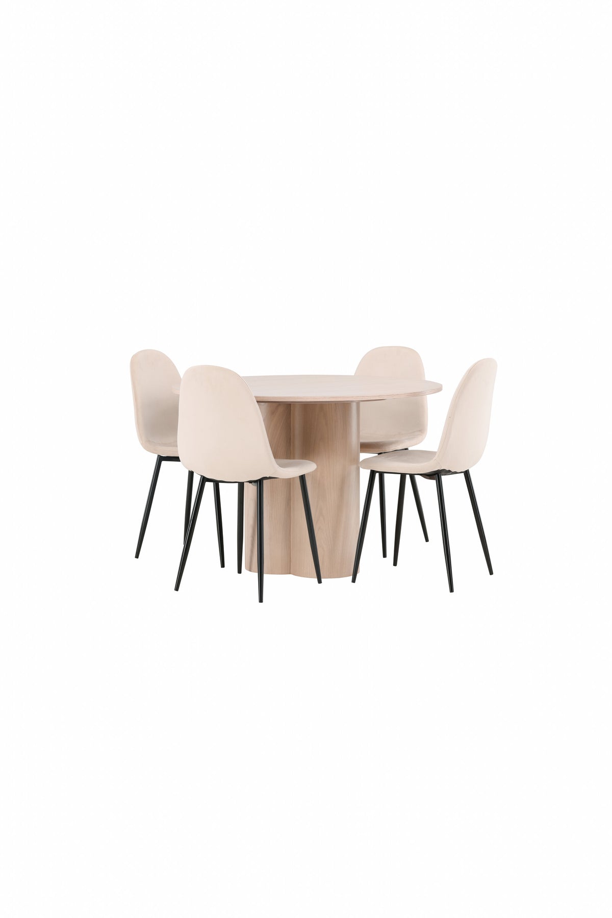 Olivia Matbord med Polar Stolarna – Bord: ⌀110 Stol: 53,3x88x42,5