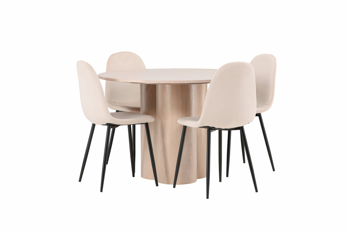 Olivia Matbord med Polar Stolarna – Bord: ⌀110 Stol: 53,3x88x42,5