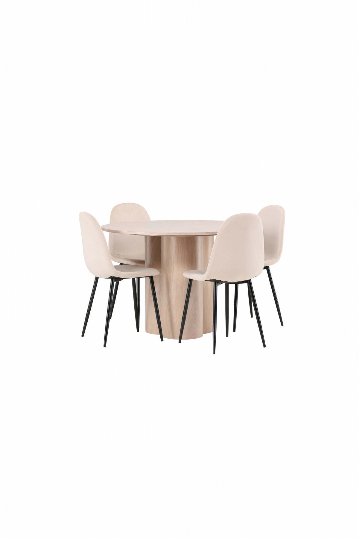 Olivia Matbord med Polar Stolarna – Bord: ⌀110 Stol: 53,3x88x42,5