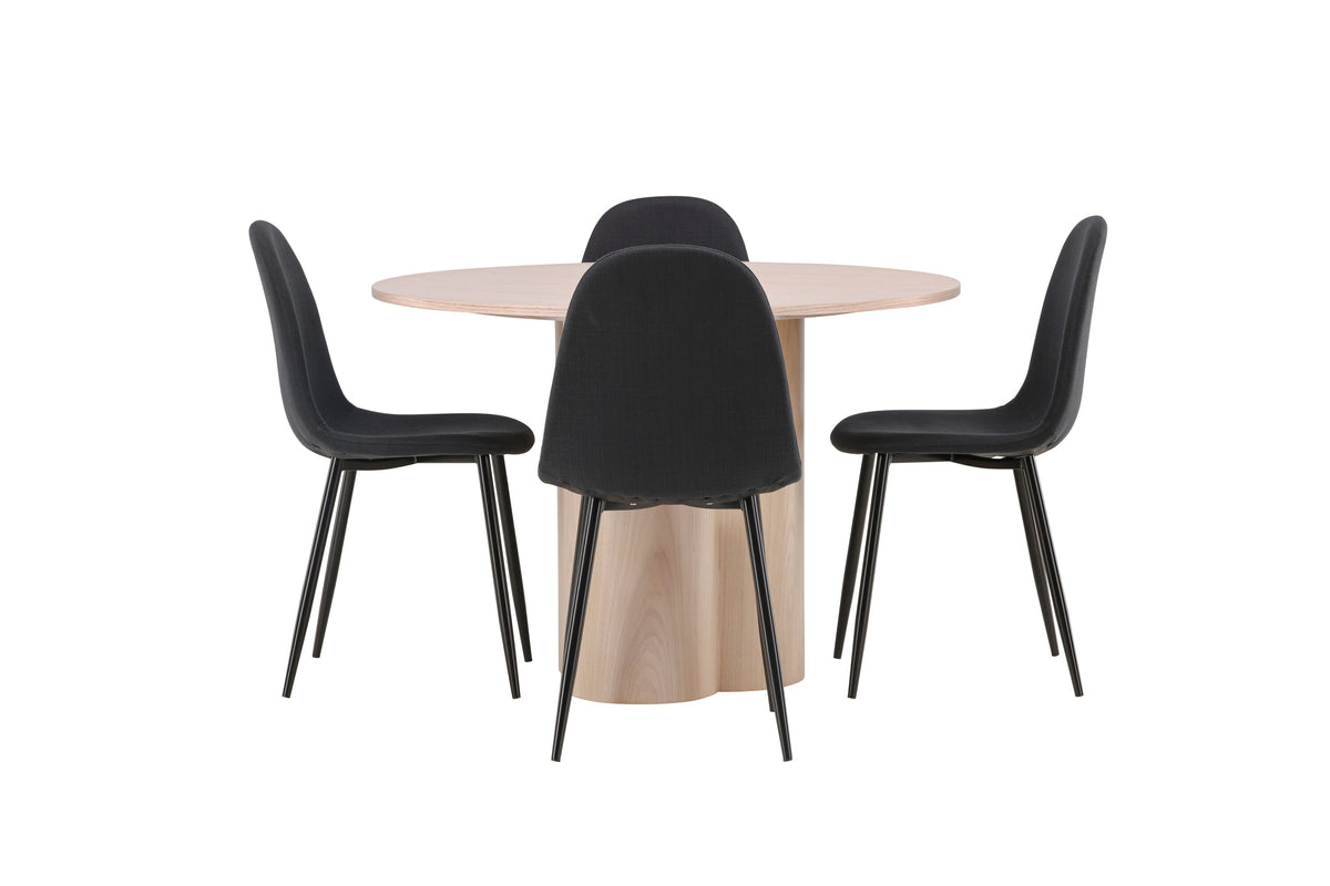 Olivia Matbord med Polar Stolarna – Bord: ⌀110 Stol: 53x87x44