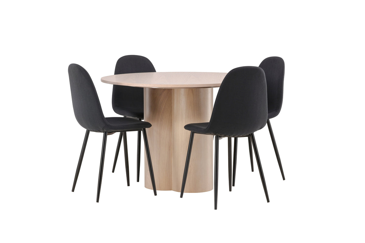 Olivia Matbord med Polar Stolarna – Bord: ⌀110 Stol: 53x87x44