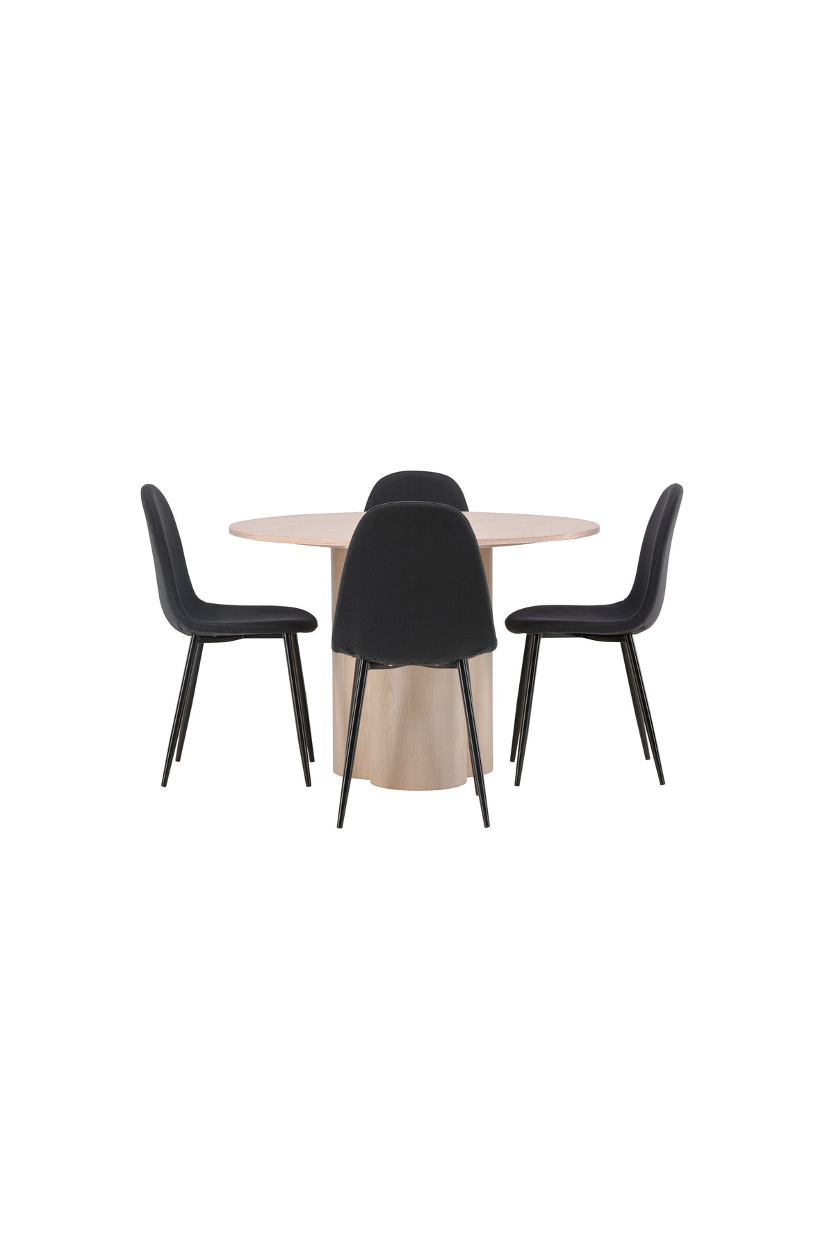 Olivia Matbord med Polar Stolarna – Bord: ⌀110 Stol: 53x87x44