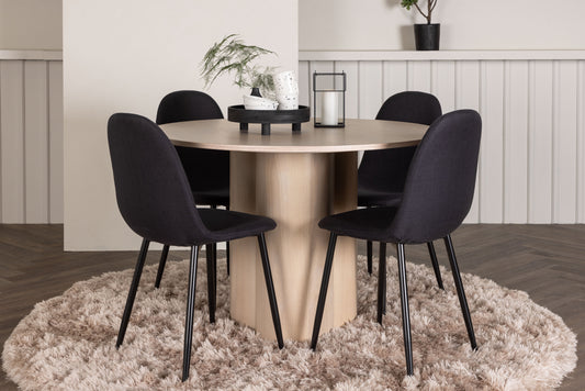 Olivia Matbord med Polar Stolarna – Bord: ⌀110 Stol: 53x87x44