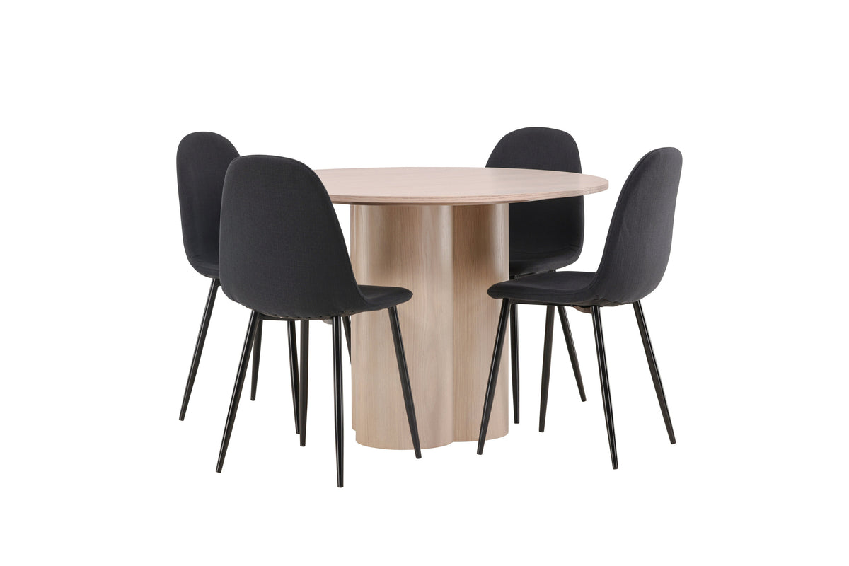 Olivia Matbord med Polar Stolarna – Bord: ⌀110 Stol: 53x87x44