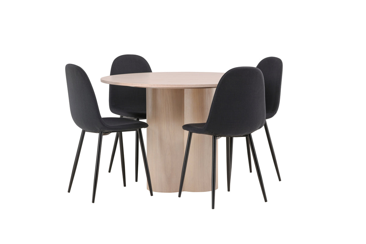 Olivia Matbord med Polar Stolarna – Bord: ⌀110 Stol: 53x87x44