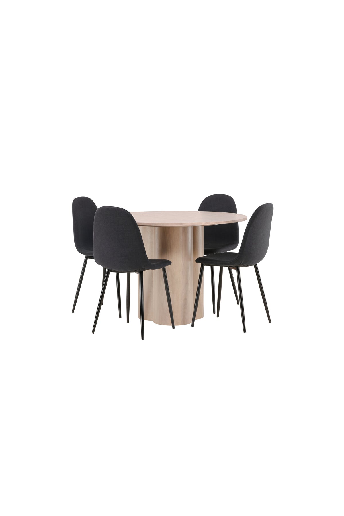 Olivia Matbord med Polar Stolarna – Bord: ⌀110 Stol: 53x87x44