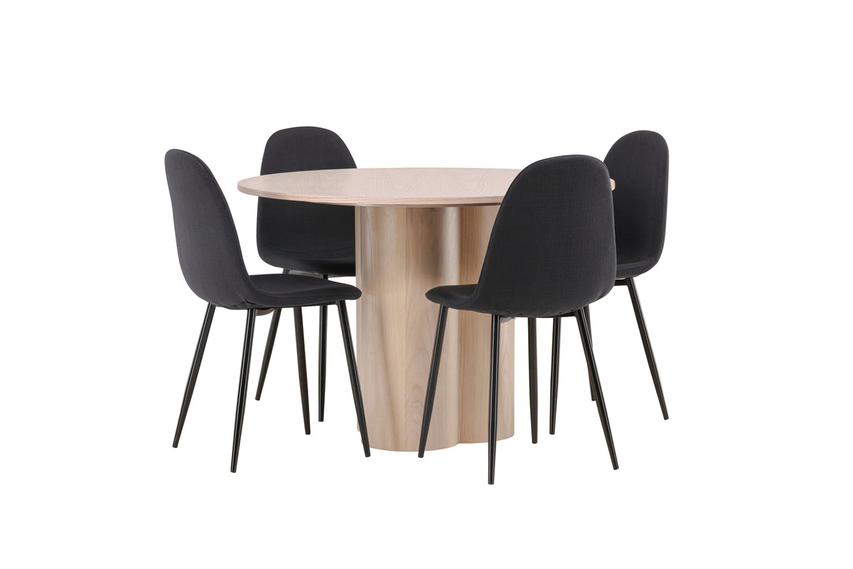 Olivia Matbord med Polar Stolarna – Bord: ⌀110 Stol: 53x87x44