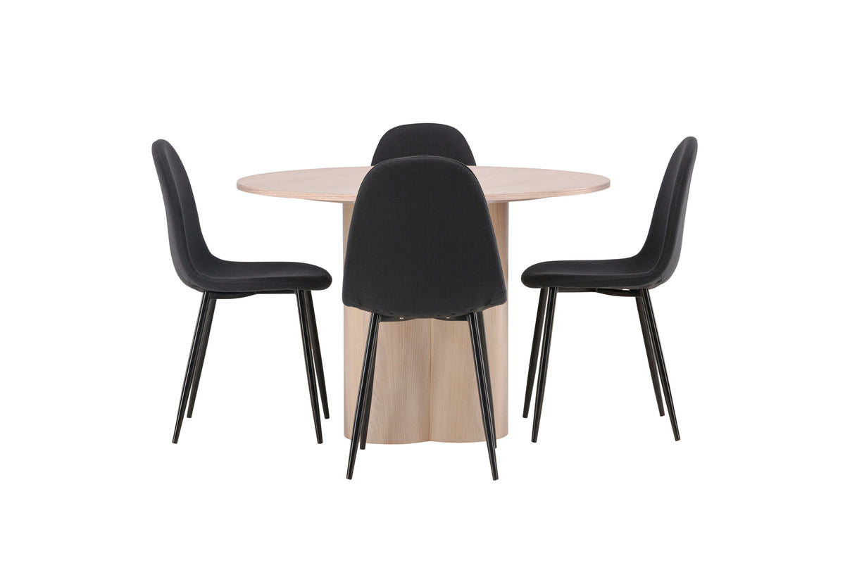 Olivia Matbord med Polar Stolarna – Bord: ⌀110 Stol: 53x87x44
