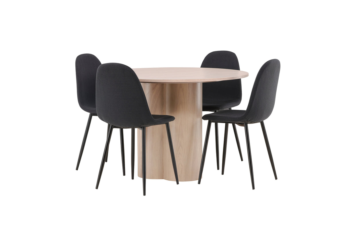 Olivia Matbord med Polar Stolarna – Bord: ⌀110 Stol: 53x87x44