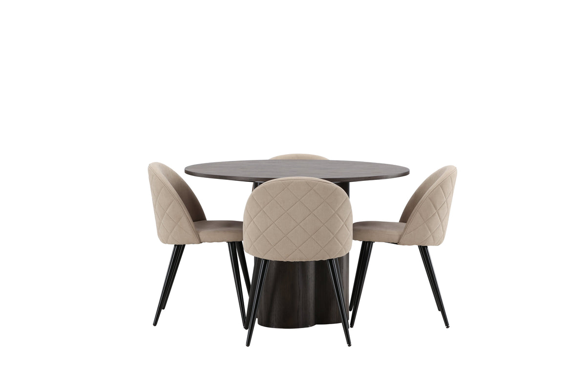 Olivia Matbord med Velvet Stolarna – Bord: ⌀110 Stol: 57x76,5x50
