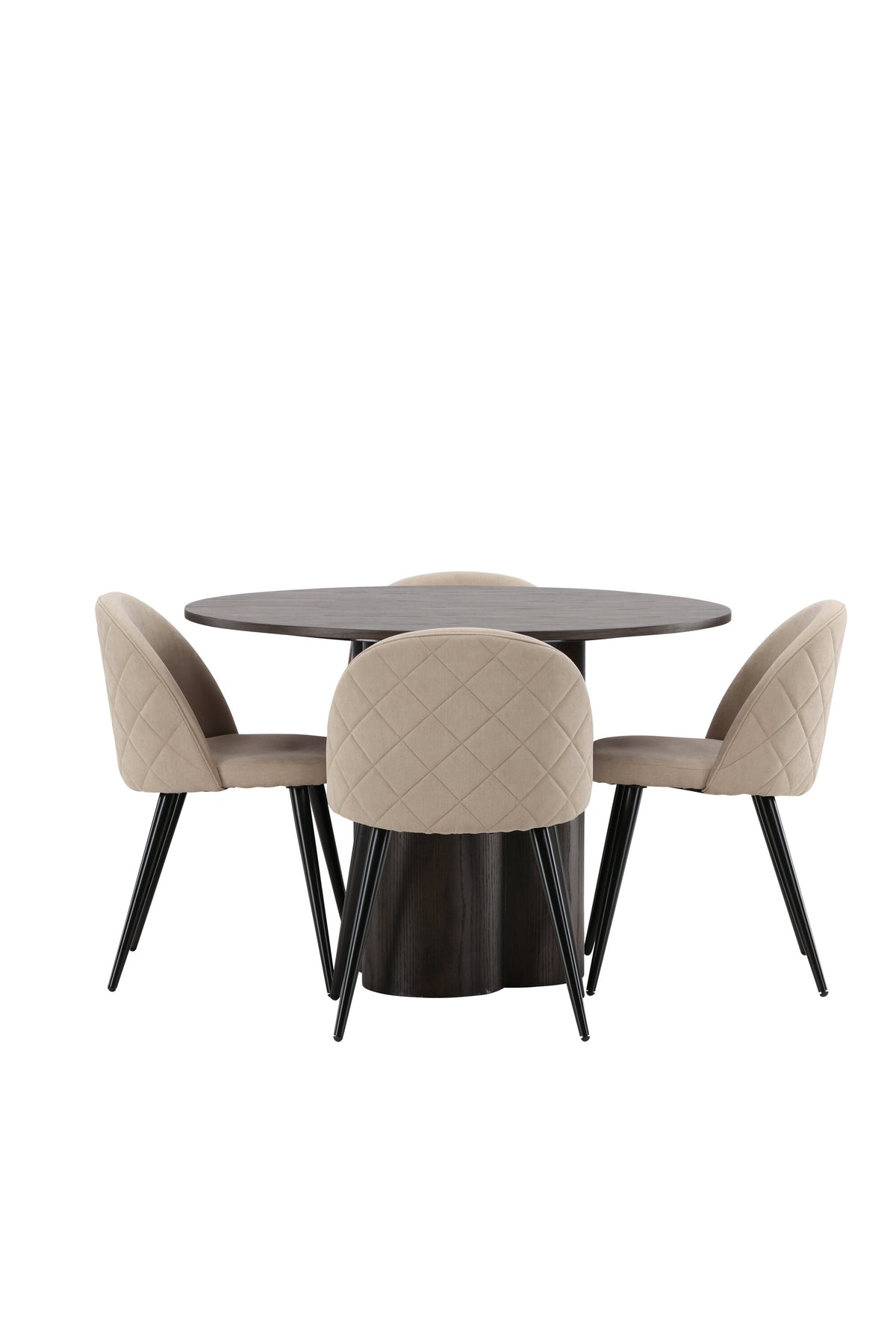 Olivia Matbord med Velvet Stolarna – Bord: ⌀110 Stol: 57x76,5x50