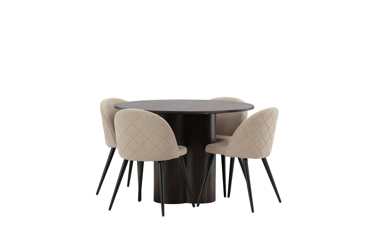 Olivia Matbord med Velvet Stolarna – Bord: ⌀110 Stol: 57x76,5x50