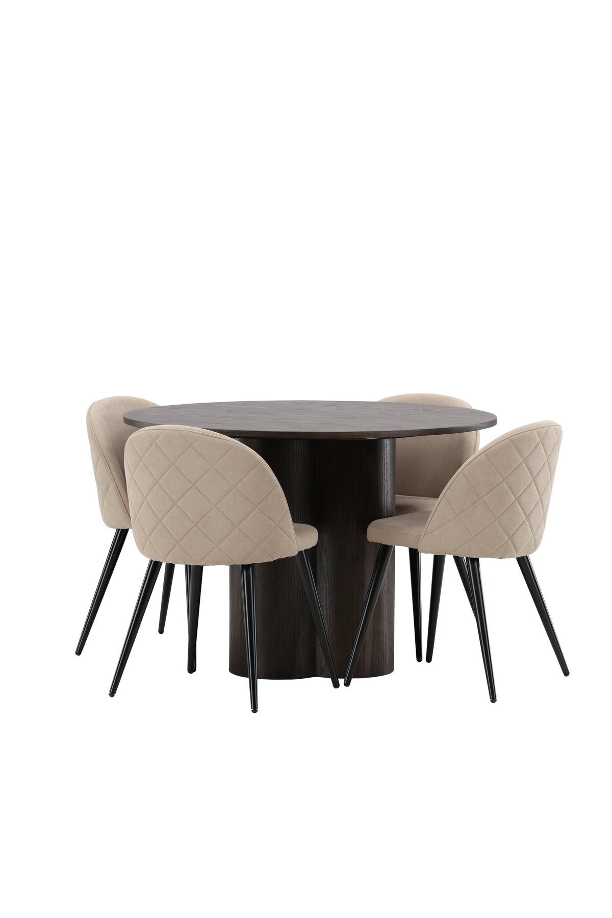 Olivia Matbord med Velvet Stolarna – Bord: ⌀110 Stol: 57x76,5x50