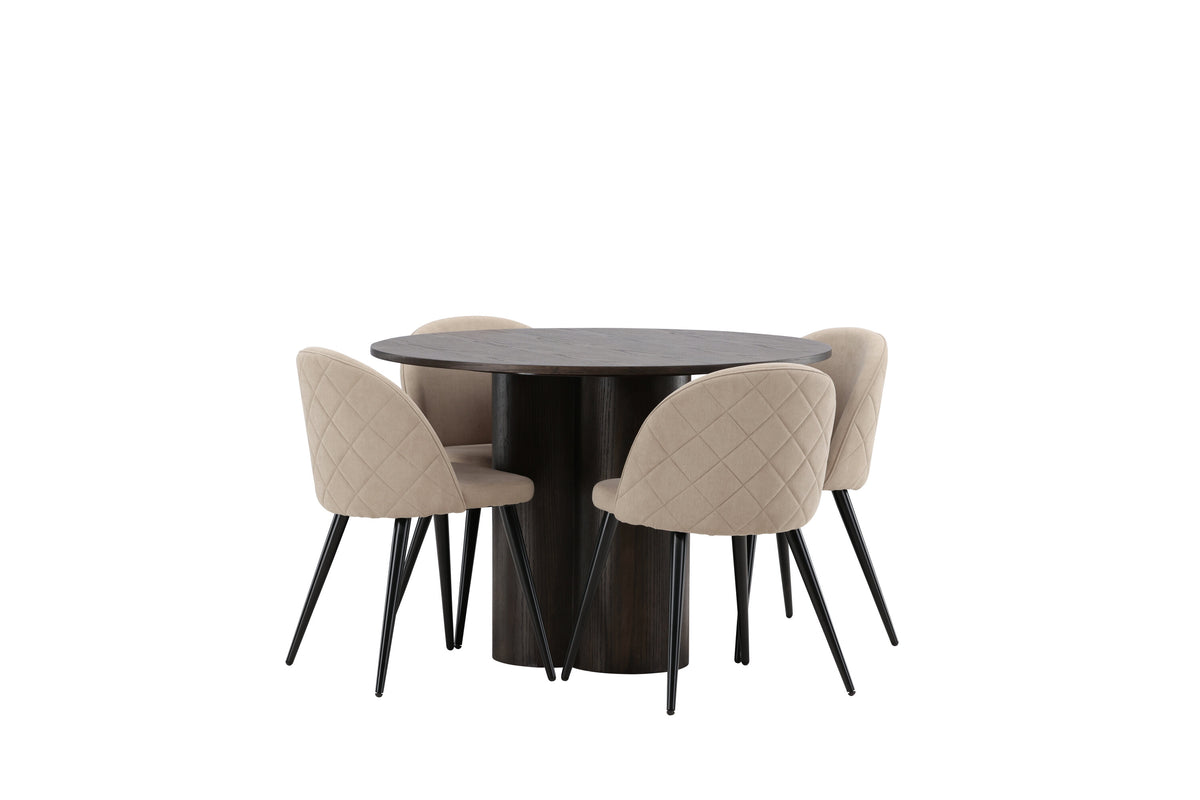 Olivia Matbord med Velvet Stolarna – Bord: ⌀110 Stol: 57x76,5x50