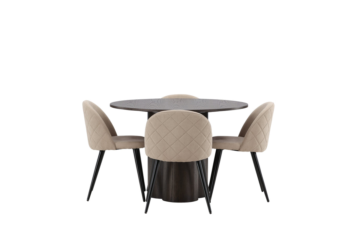 Olivia Matbord med Velvet Stolarna – Bord: ⌀110 Stol: 57x76,5x50