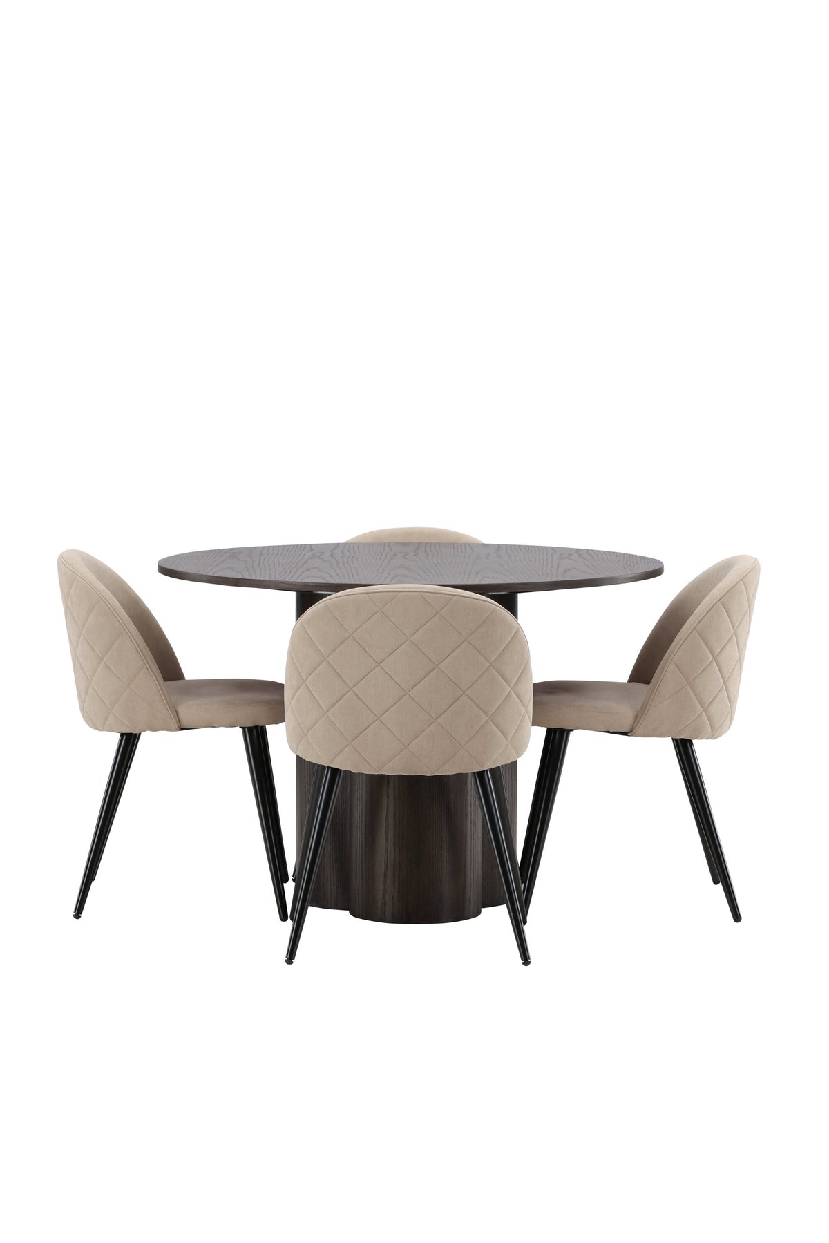 Olivia Matbord med Velvet Stolarna – Bord: ⌀110 Stol: 57x76,5x50