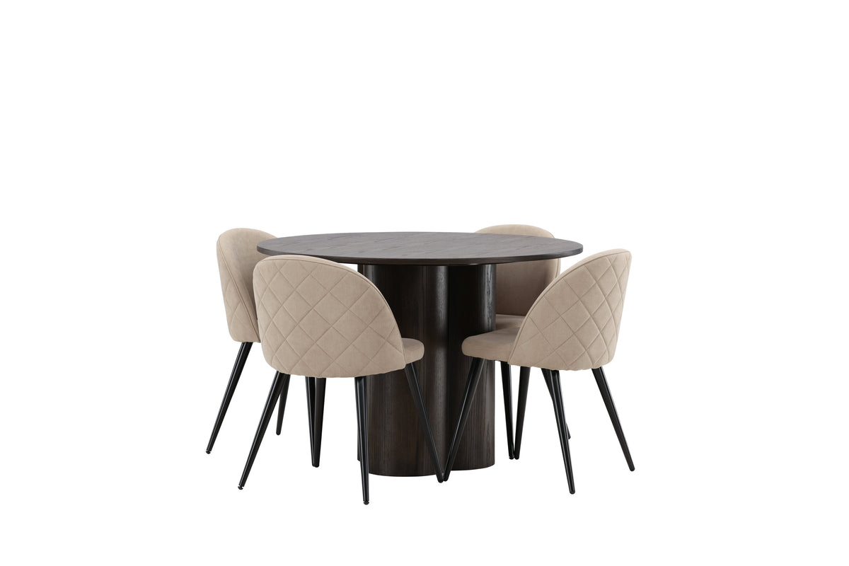 Olivia Matbord med Velvet Stolarna – Bord: ⌀110 Stol: 57x76,5x50