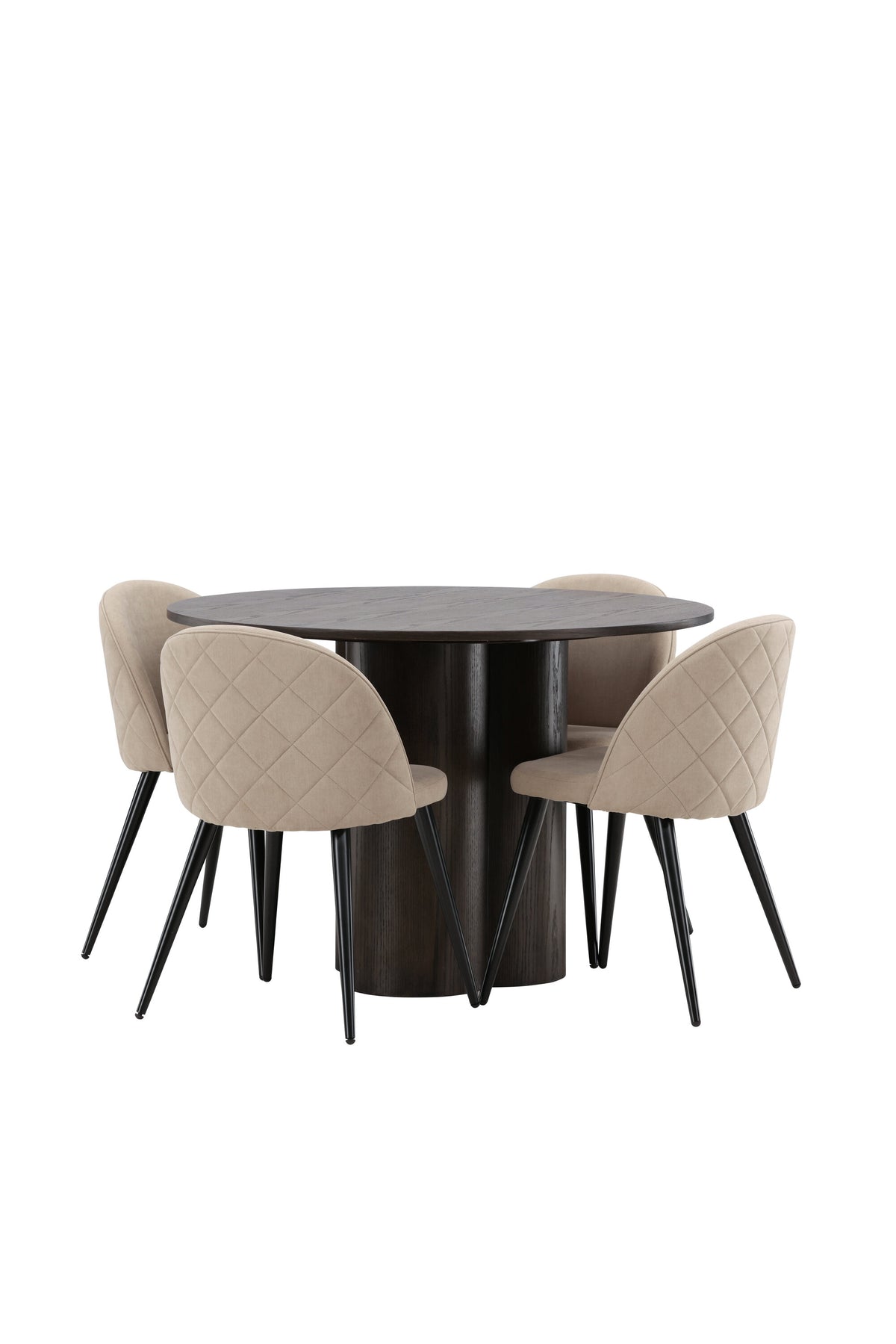 Olivia Matbord med Velvet Stolarna – Bord: ⌀110 Stol: 57x76,5x50