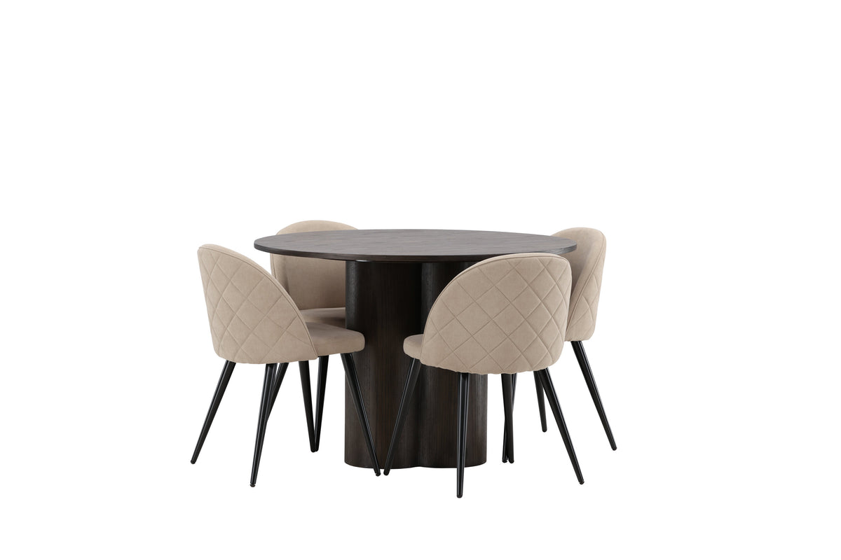 Olivia Matbord med Velvet Stolarna – Bord: ⌀110 Stol: 57x76,5x50