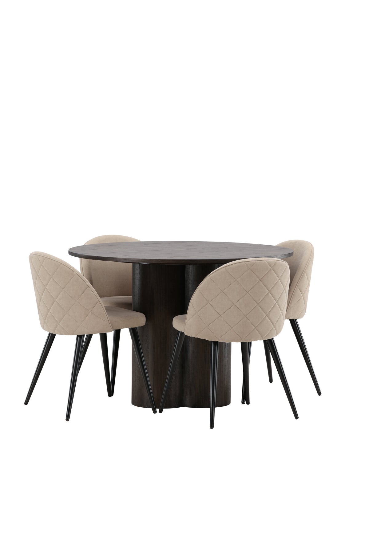 Olivia Matbord med Velvet Stolarna – Bord: ⌀110 Stol: 57x76,5x50