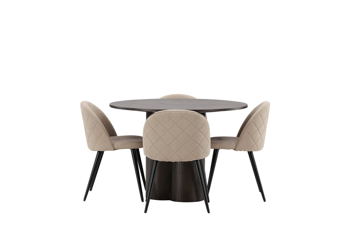 Olivia Matbord med Velvet Stolarna – Bord: ⌀110 Stol: 57x76,5x50