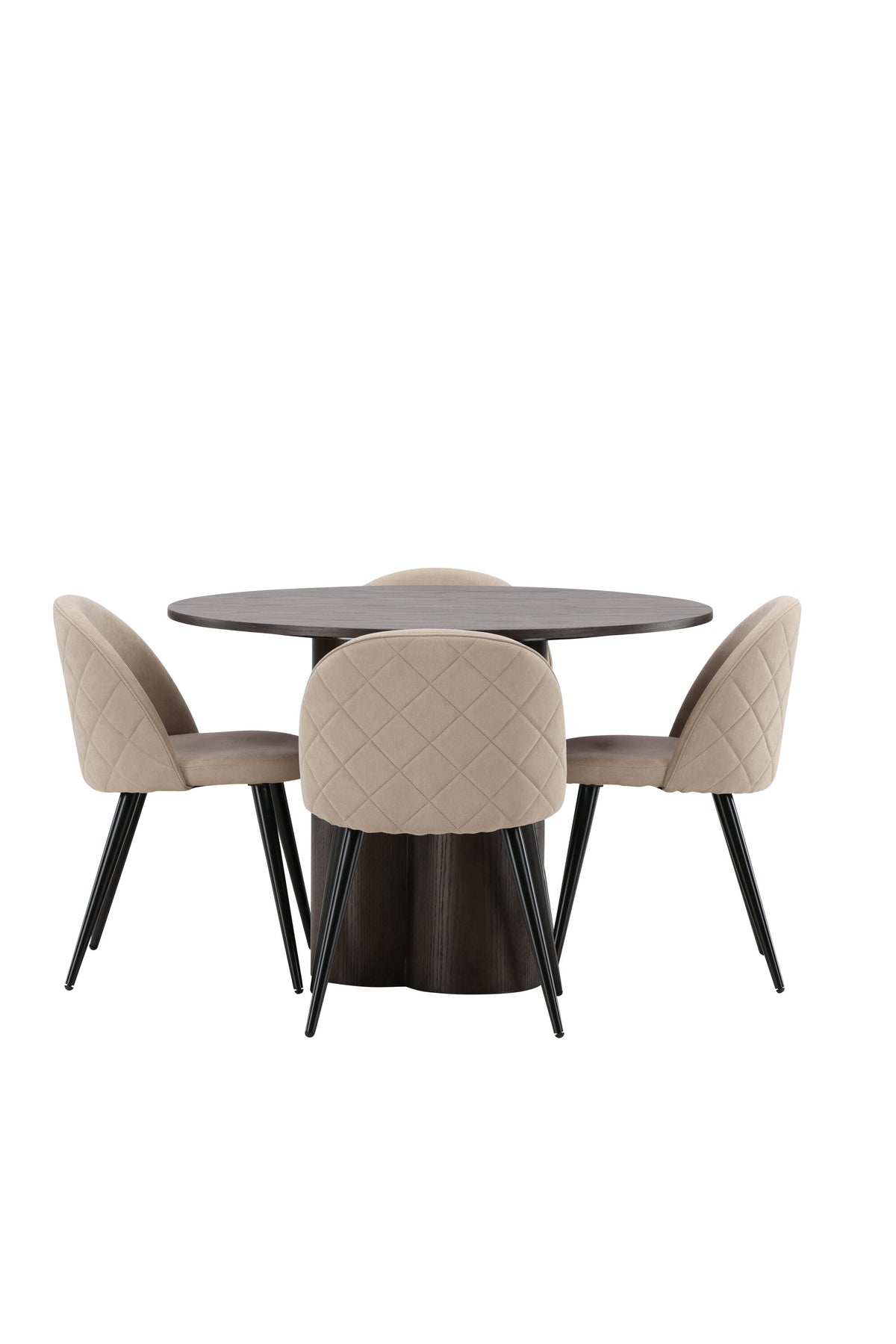 Olivia Matbord med Velvet Stolarna – Bord: ⌀110 Stol: 57x76,5x50