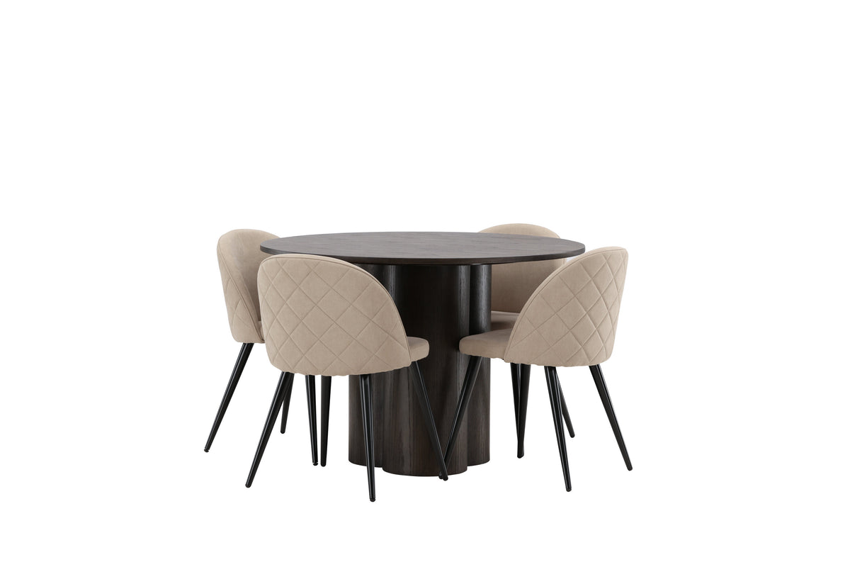 Olivia Matbord med Velvet Stolarna – Bord: ⌀110 Stol: 57x76,5x50