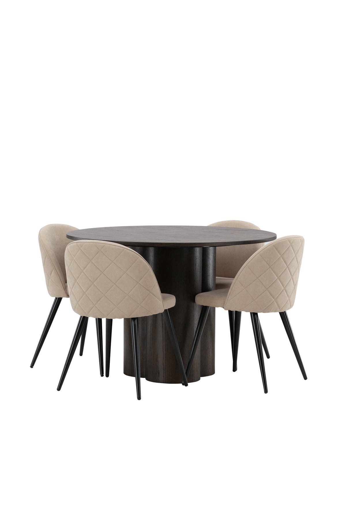 Olivia Matbord med Velvet Stolarna – Bord: ⌀110 Stol: 57x76,5x50