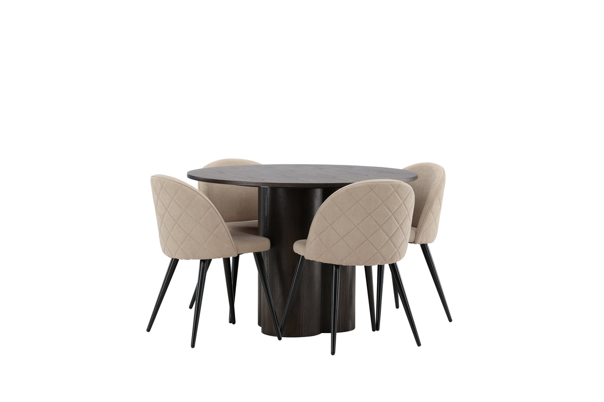 Olivia Matbord med Velvet Stolarna – Bord: ⌀110 Stol: 57x76,5x50