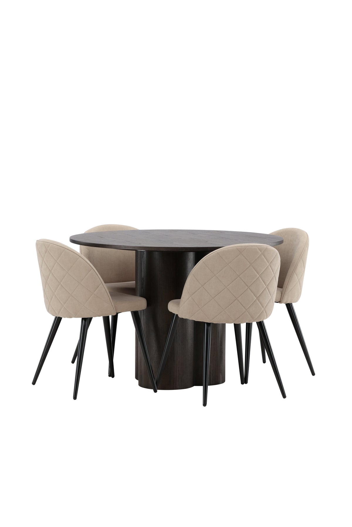 Olivia Matbord med Velvet Stolarna – Bord: ⌀110 Stol: 57x76,5x50