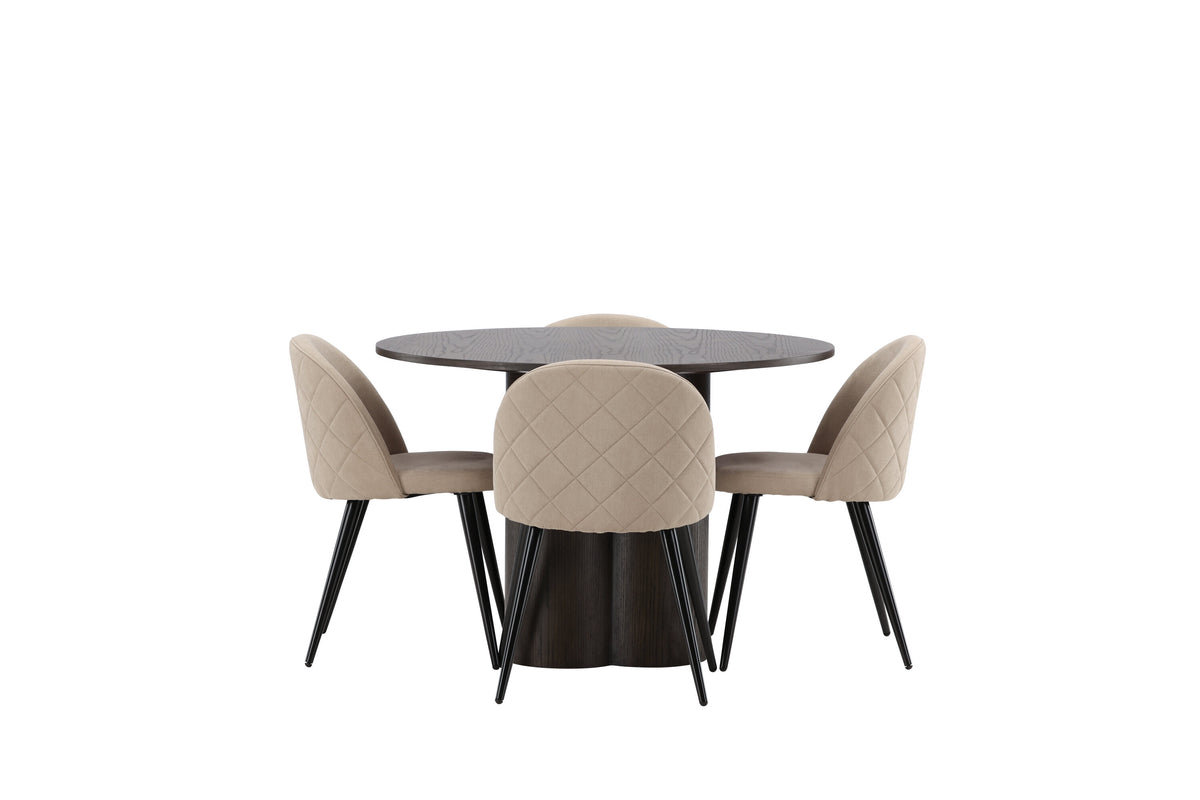 Olivia Matbord med Velvet Stolarna – Bord: ⌀110 Stol: 57x76,5x50