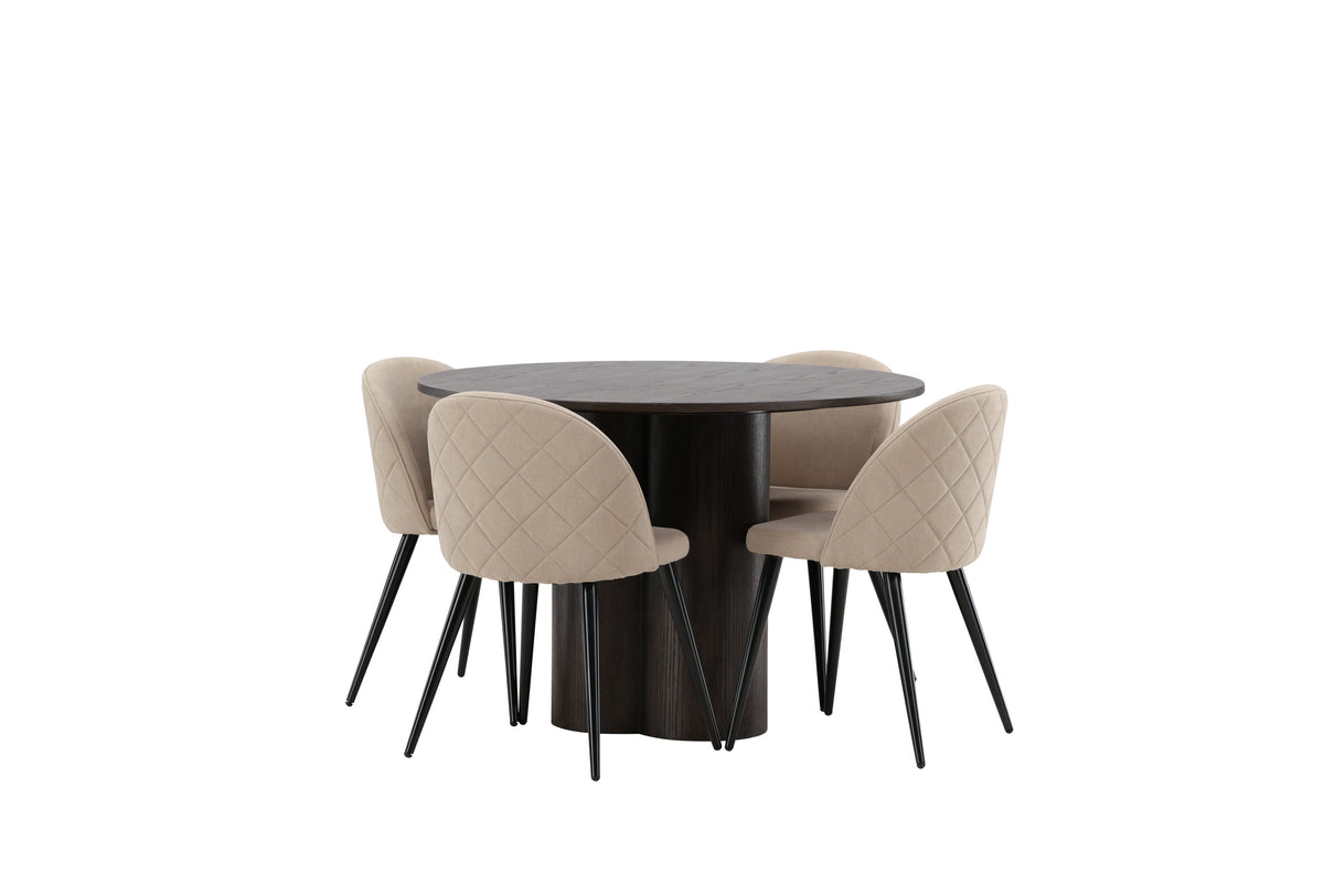 Olivia Matbord med Velvet Stolarna – Bord: ⌀110 Stol: 57x76,5x50
