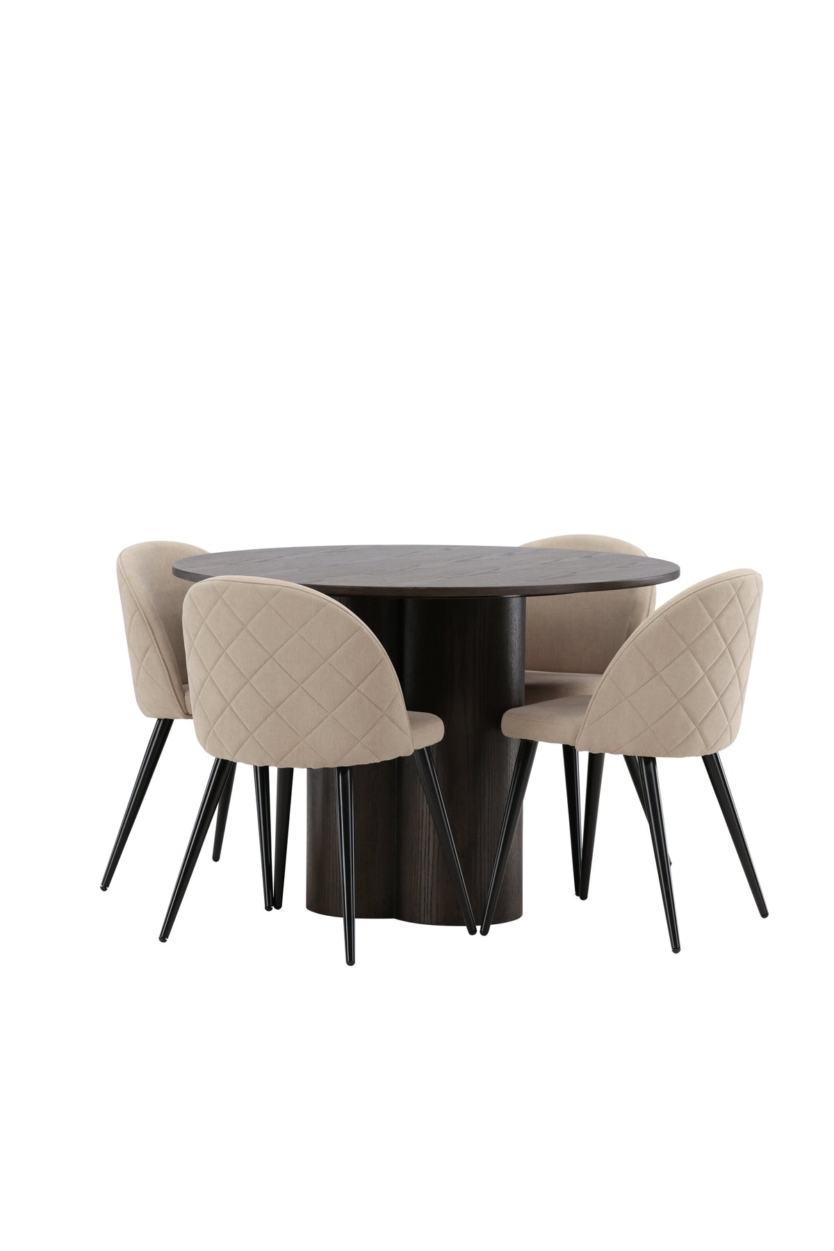 Olivia Matbord med Velvet Stolarna – Bord: ⌀110 Stol: 57x76,5x50