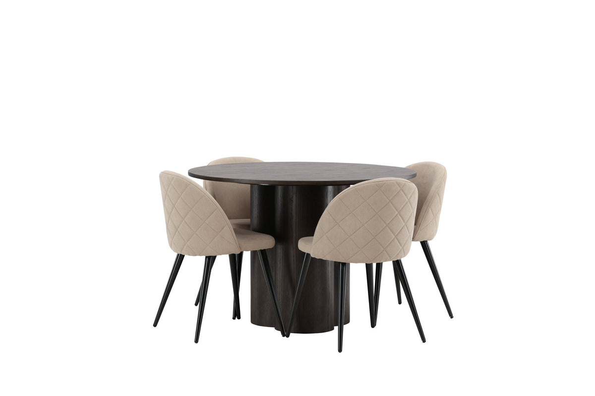 Olivia Matbord med Velvet Stolarna – Bord: ⌀110 Stol: 57x76,5x50