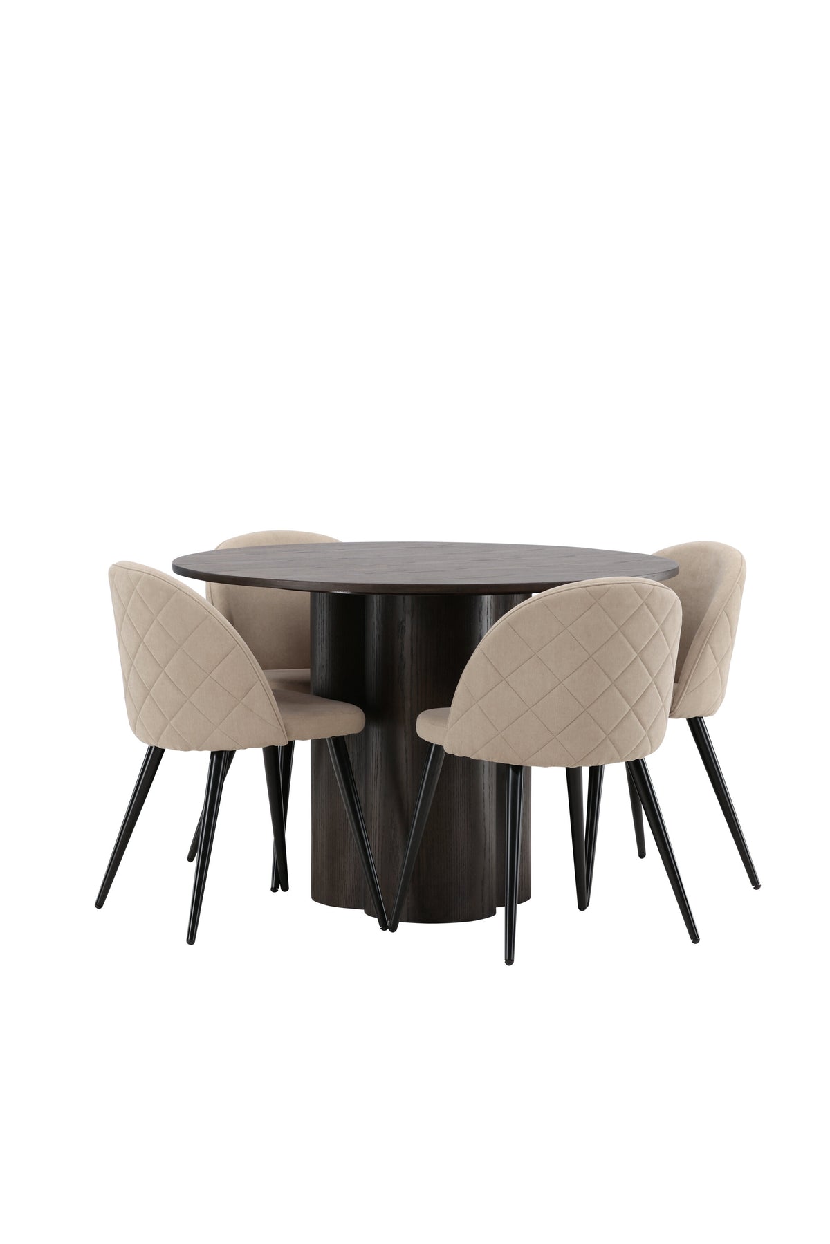 Olivia Matbord med Velvet Stolarna – Bord: ⌀110 Stol: 57x76,5x50
