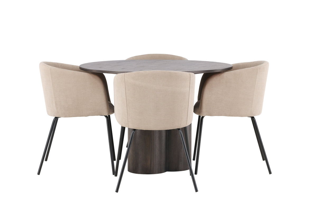 Olivia Matbord med Berit Stolarna – Bord: ⌀110 Stol: 55x78x55