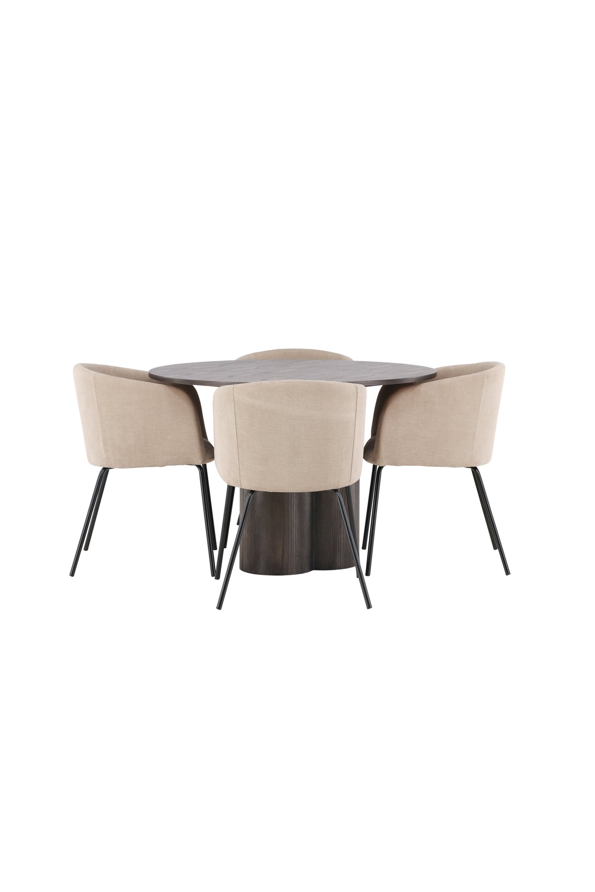 Olivia Matbord med Berit Stolarna – Bord: ⌀110 Stol: 55x78x55