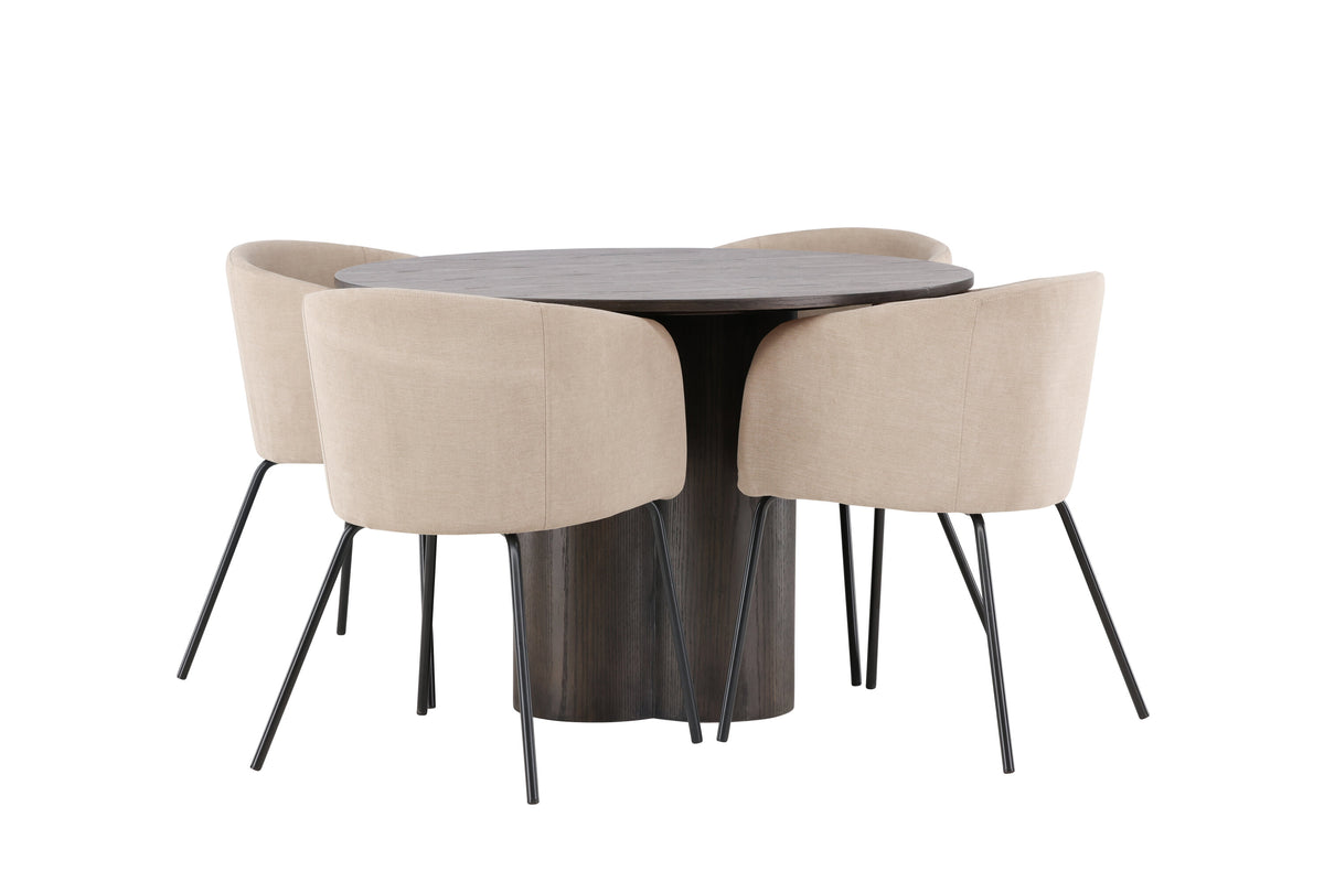 Olivia Matbord med Berit Stolarna – Bord: ⌀110 Stol: 55x78x55