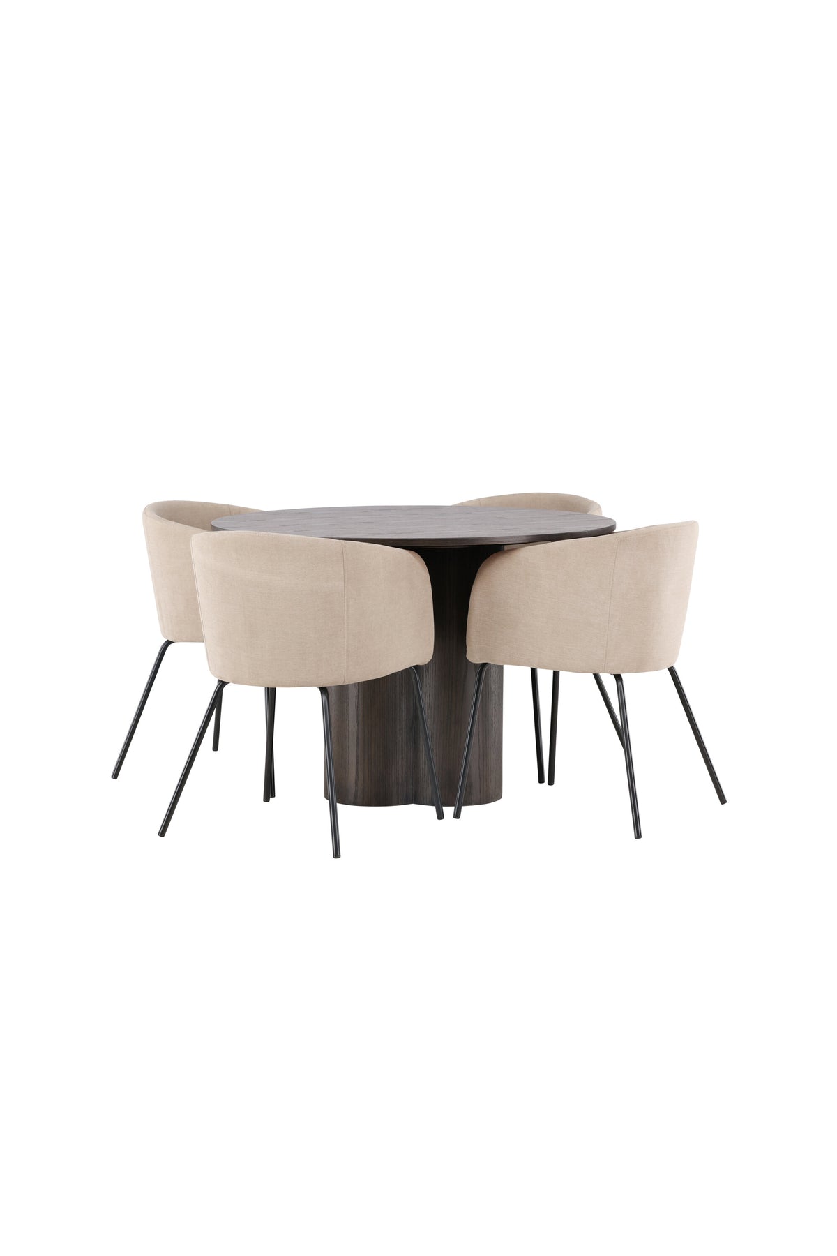 Olivia Matbord med Berit Stolarna – Bord: ⌀110 Stol: 55x78x55