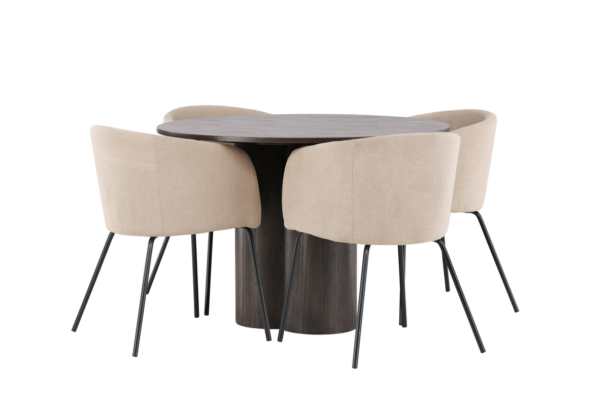 Olivia Matbord med Berit Stolarna – Bord: ⌀110 Stol: 55x78x55