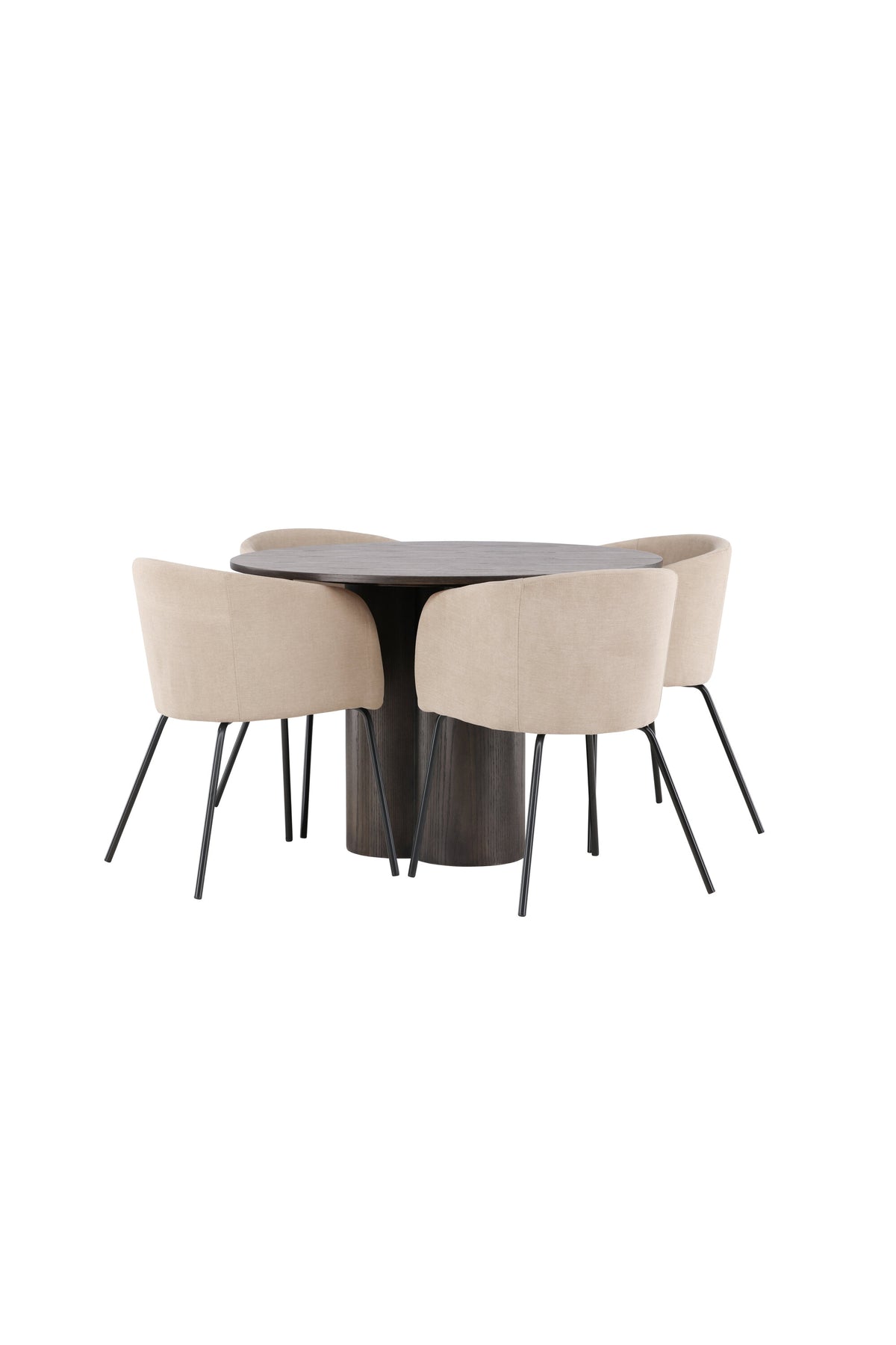 Olivia Matbord med Berit Stolarna – Bord: ⌀110 Stol: 55x78x55