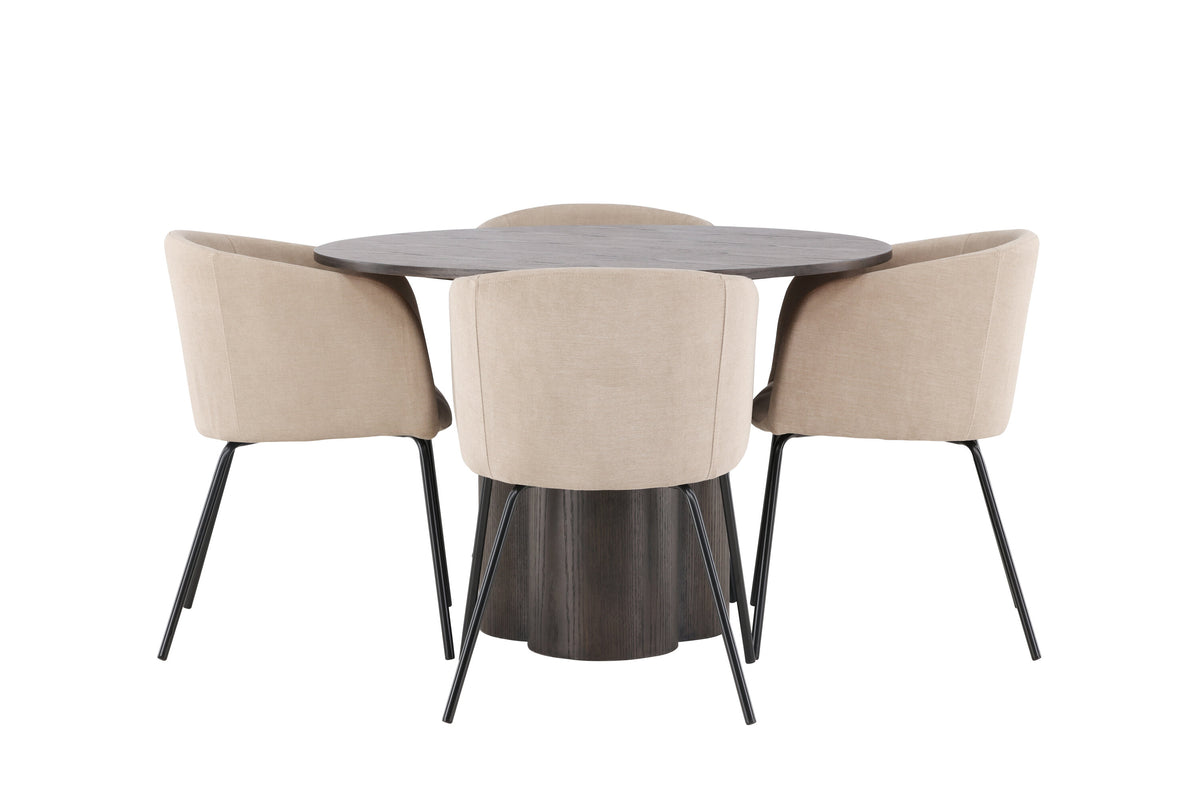 Olivia Matbord med Berit Stolarna – Bord: ⌀110 Stol: 55x78x55